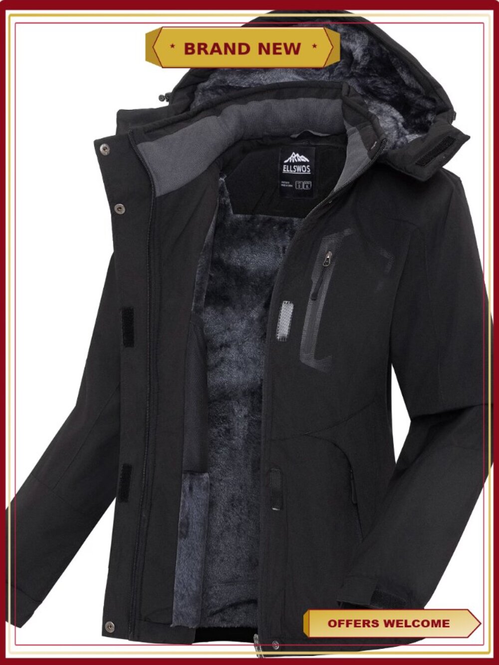 Women's Waterproof Ski Jacket Fleece Lined Hooded Snowboard Coat
